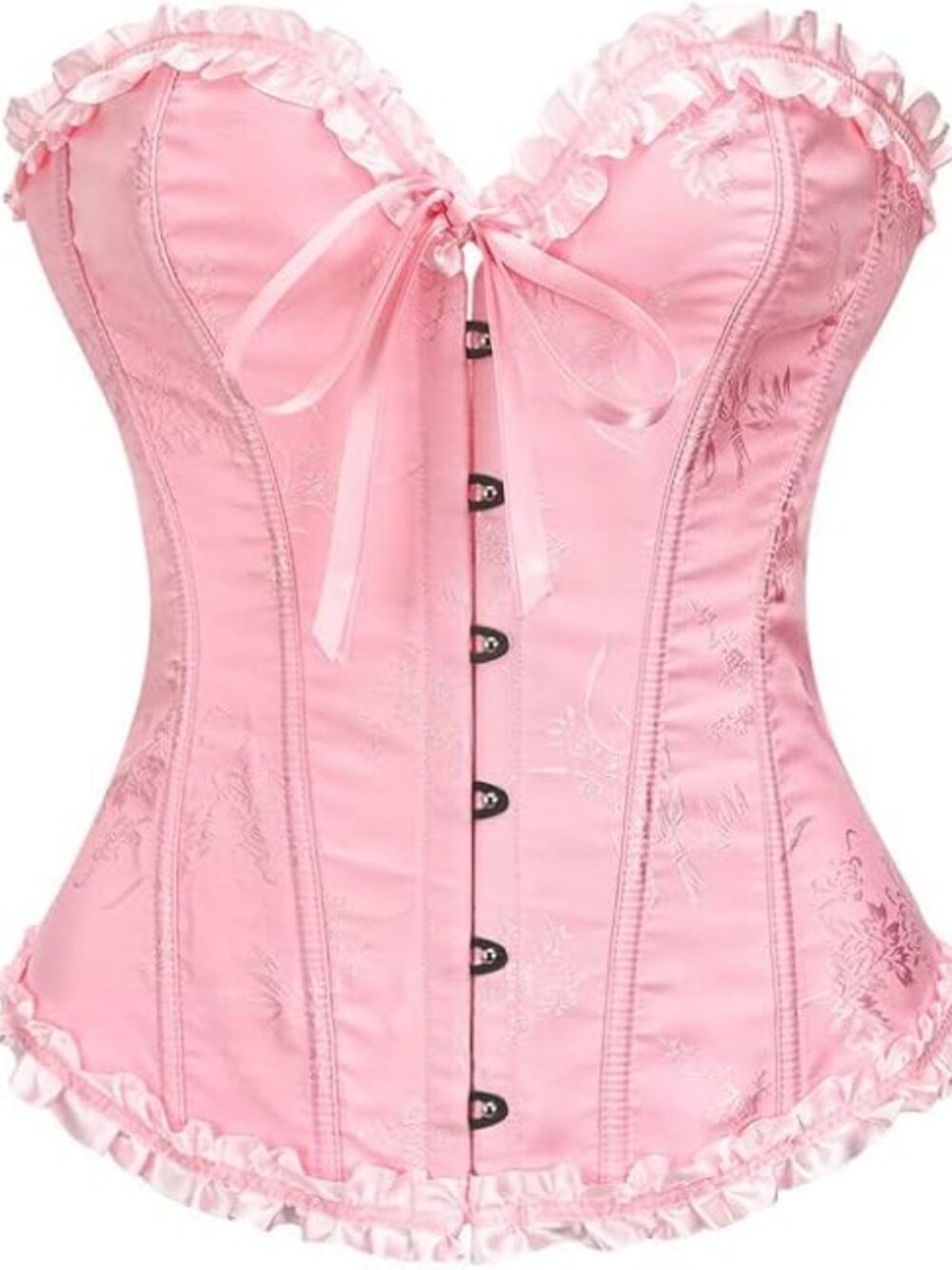 Women's Pink Sweetheart Neck Renaissance Lace Bustier Corset Lingerie Tops